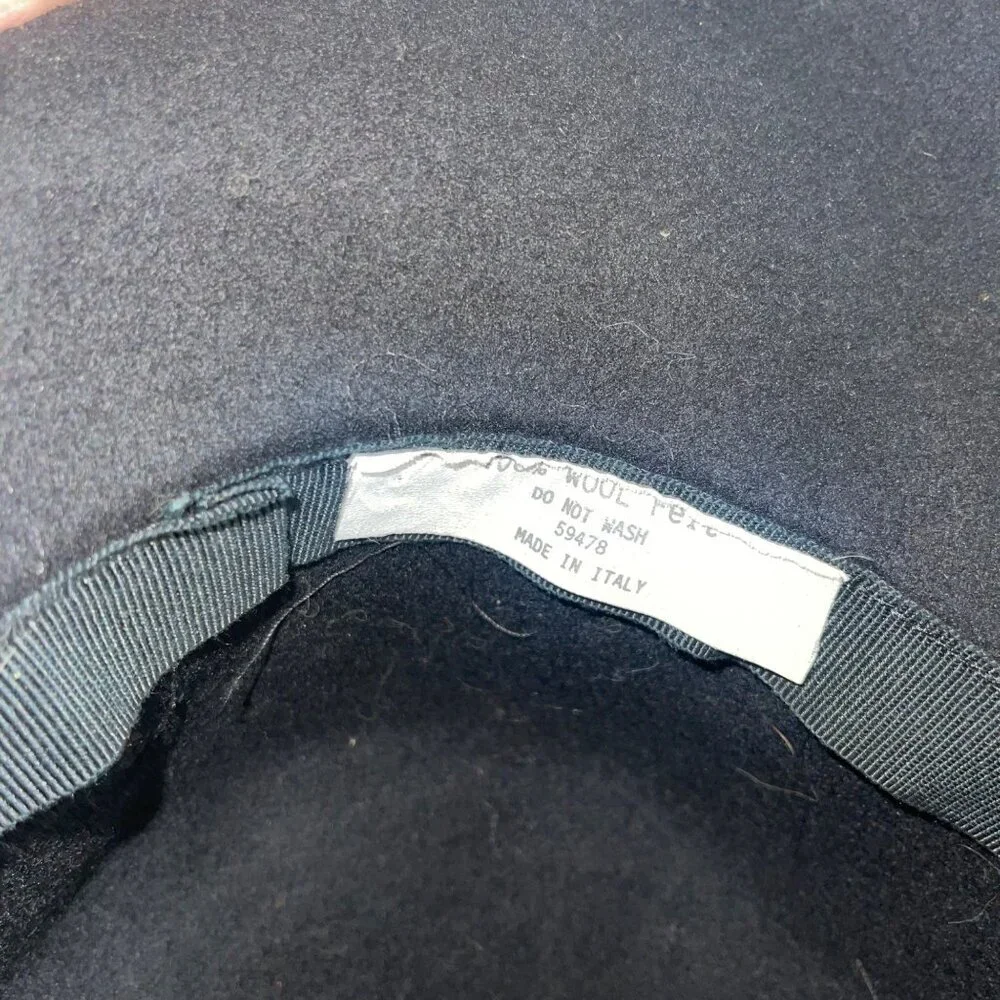 Vintage Womens Hat Size Medium Black Velvet Band Wool Italy